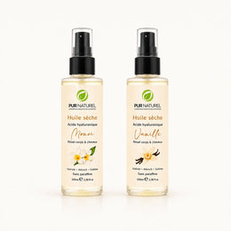 Duo Huile Sèche à l'Acide Hyaluronique - Monoï & Vanille - 2 x 100 ml