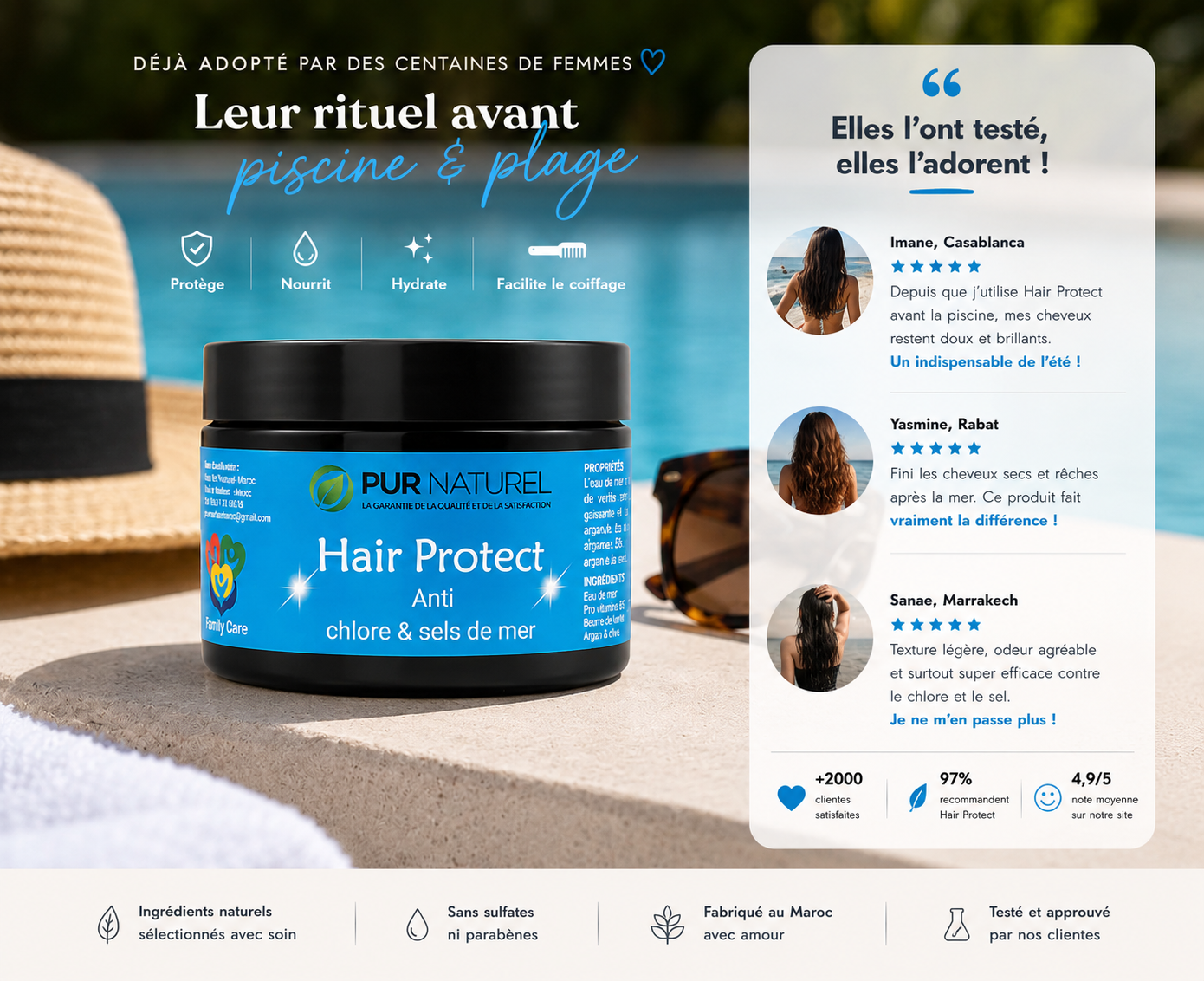 Hair Protect - Anti chlore & sels de mer - 125g