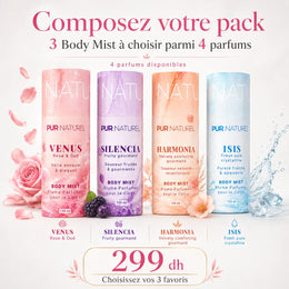 Composez votre pack : 3 Body Mist à choisir parmi 4 parfums — VENUS, SILENCIA, HARMONIA, ISIS — 299 dh